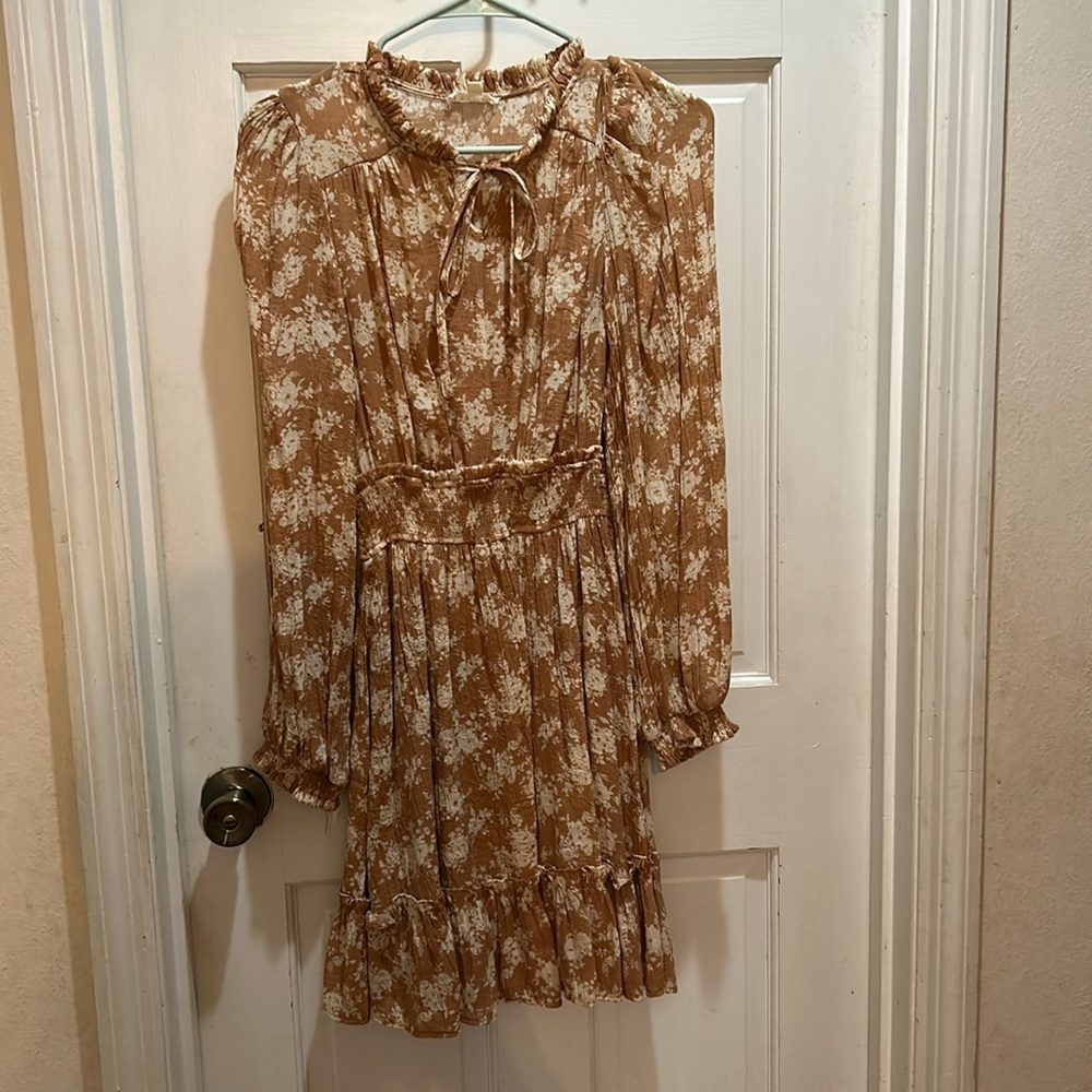 large blush floral mini dress